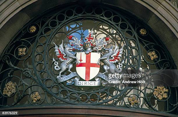 dragons and city of london crest - city of london dragon stock pictures, royalty-free photos & images