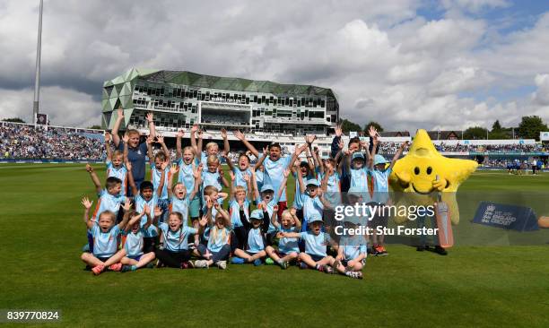 Children participate in ECB All Stars Cricket during the lunch interval during day two of the 2nd Investec Test match between England and West Indies...