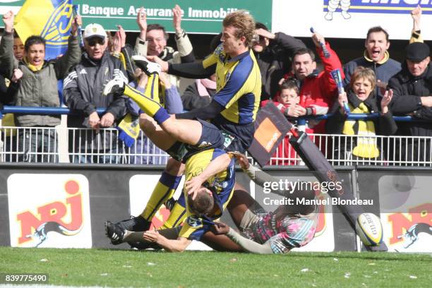 Essai de Pierre MIGNONI - - Clermont / Stade Francais - 14eme journee du Top 14,