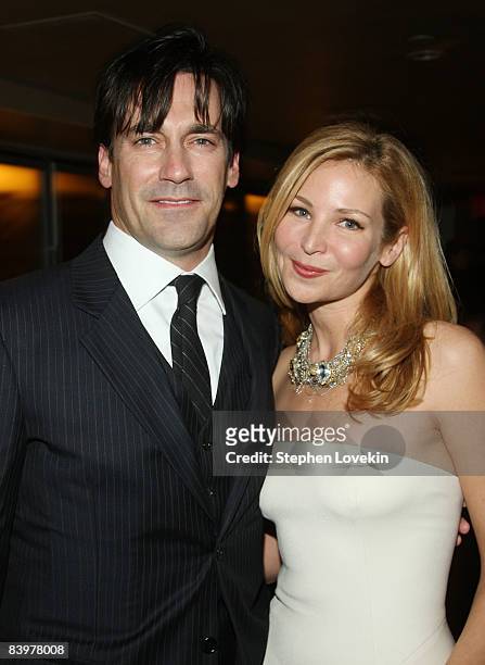 Actor Jon Hamm and Jennifer Westfeldt attend "The Day The Earth Stood Still" Premiere After Party at Compass on December 9, 2008 in New York City.