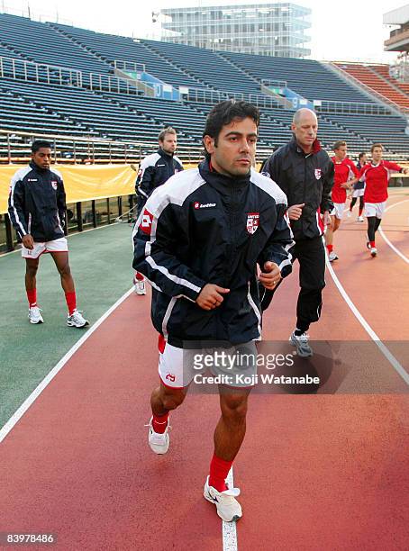 Adriani Pimenta of Waitakere United in action during the official training session at the National Stadium on December 10, 2008 in Tokyo, Japan. The...
