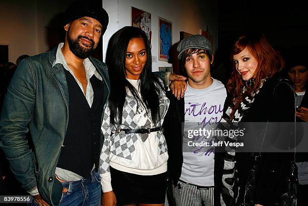 Director Alan Ferguson, singer Solange Knowles, musician/artist Pete Wentz from the band "Fall Out Boy", and actress Ashlee Simpson attend the...