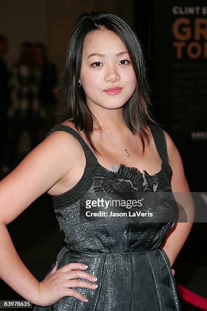 Actress Ahney Her attends the Los Angeles Premiere of "Gran Torino" at the Steven J. Ross Theater on December 9, 2008 in Los Angeles, California.