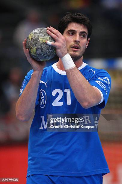 Alexis Alvanos of Gummersbach during the Handball Bundesliga match between VfL Gummersbach and HSV Hamburg at the Lanxess Arena on December 9, 2008...