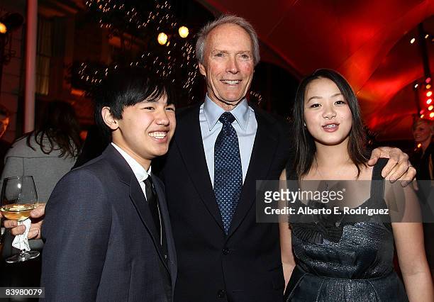 Actor Bee Vang, director Clint Eastwood and actress Ahney Her attend the after party for the world premiere of Warner Bros. Pictures' "Gran Torino"...