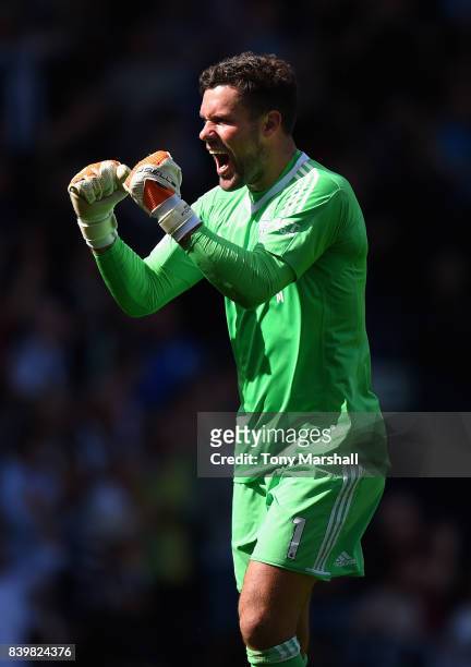 Ben Foster of West Bromwich Albion celebrates his sides first goal during the Premier League match between West Bromwich Albion and Stoke City at The...