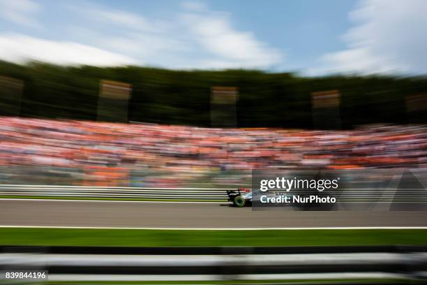 Lewis from Great Britain of team Mercedes GP during the Formula One Belgian Grand Prix at Circuit de Spa-Francorchamps on August 27, 2017 in Spa,...