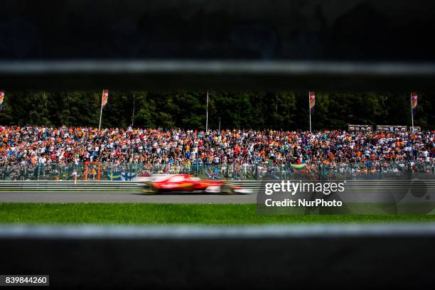 Sebastian from Germany of scuderia Ferrari passing trought the fans during the Formula One Belgian Grand Prix at Circuit de Spa-Francorchamps on...