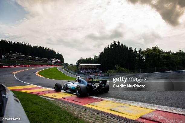 Lewis from Great Britain of team Mercedes GP during the Formula One Belgian Grand Prix at Circuit de Spa-Francorchamps on August 27, 2017 in Spa,...