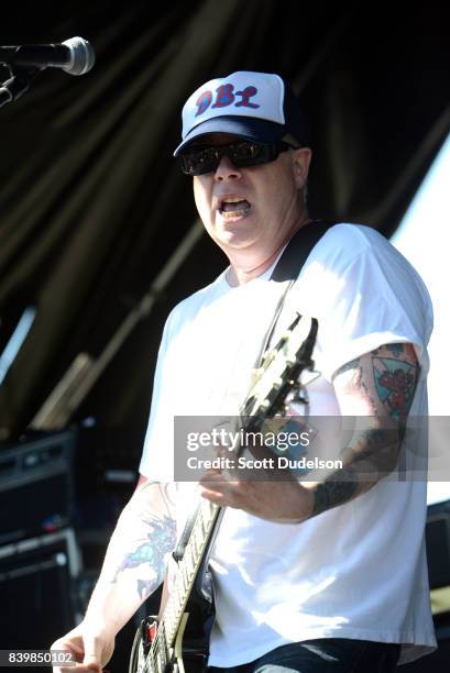 Singer Dave Smalley of the band's Down by Law, Dag Nasty and All performs onstage during the Its Not Dead 2 Festival at Glen Helen Amphitheatre on...