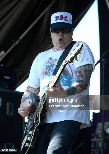 Singer Dave Smalley of the band's Down by Law, Dag Nasty and All performs onstage during the Its Not Dead 2 Festival at Glen Helen Amphitheatre on...