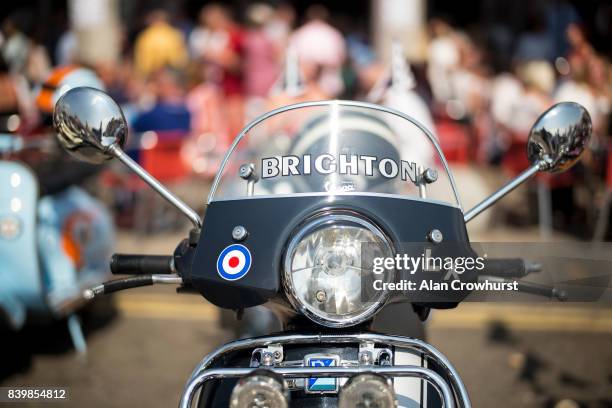 General view during The Mod Weekender, on August 27, 2017 in Brighton, England. Brighton became the meeting place for Mods on their scooters in the...