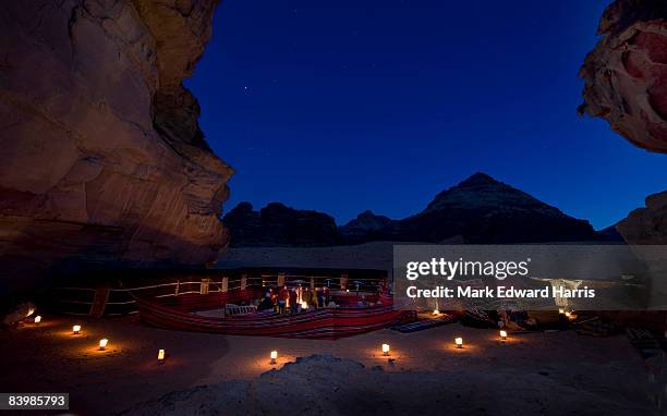 camping, wadi rum, jordan - desert camping stock pictures, royalty-free photos & images