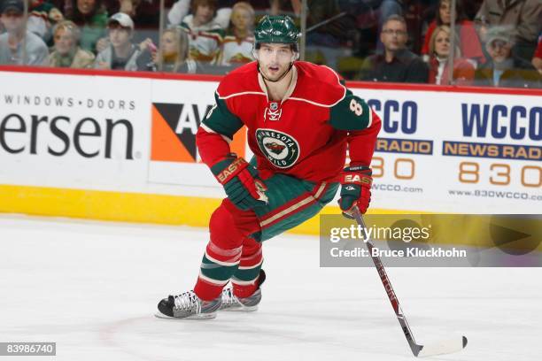 Brent Burns of the Minnesota Wild skates against the Vancouver Canucks during the game at the Xcel Energy Center on December 5, 2008 in Saint Paul,...