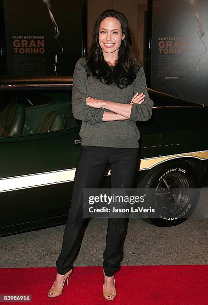 Actress Angelina Jolie attends the Los Angeles Premiere of "Gran Torino" at the Steven J. Ross Theater on December 9, 2008 in Los Angeles, California.