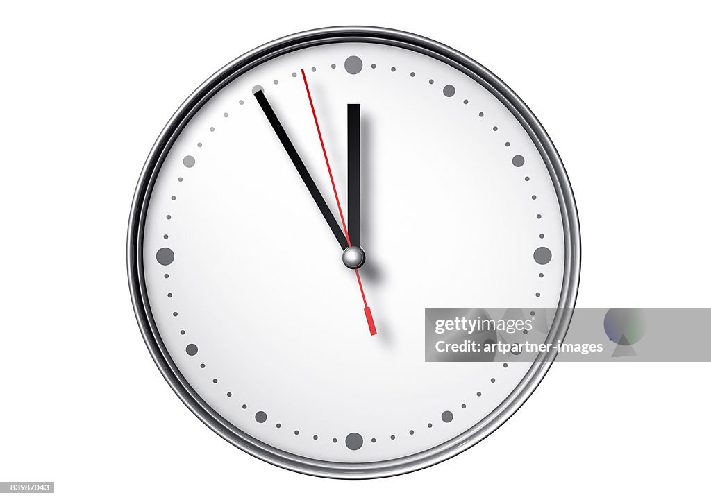 Watch pointing at 5 to 12 on white background