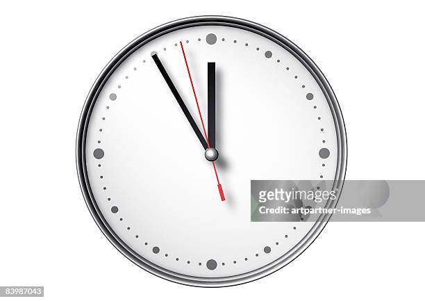 stockillustraties, clipart, cartoons en iconen met watch pointing at 5 to 12 on white background - clocks