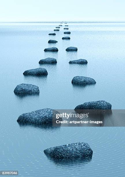 stepping-stones way in the water - career path stock illustrations