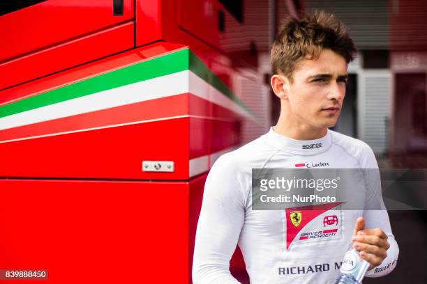 Charles from Monaco of Prema Racing Ferrari driver academy during the Formula One Belgian Grand Prix at Circuit de Spa-Francorchamps on August 27,...