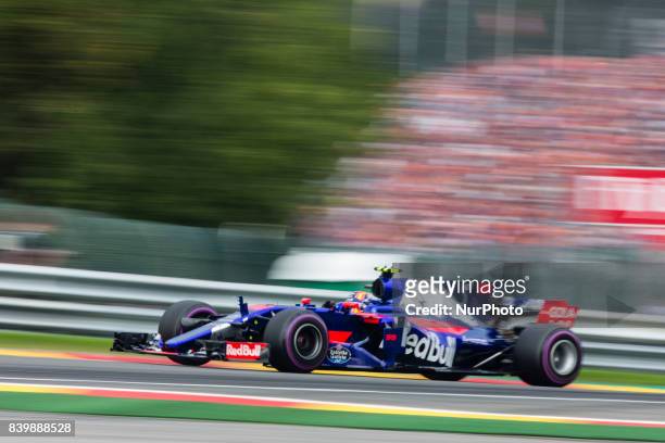 Carlos from Spain of team Toro Rosso during the Formula One Belgian Grand Prix at Circuit de Spa-Francorchamps on August 27, 2017 in Spa, Belgium.