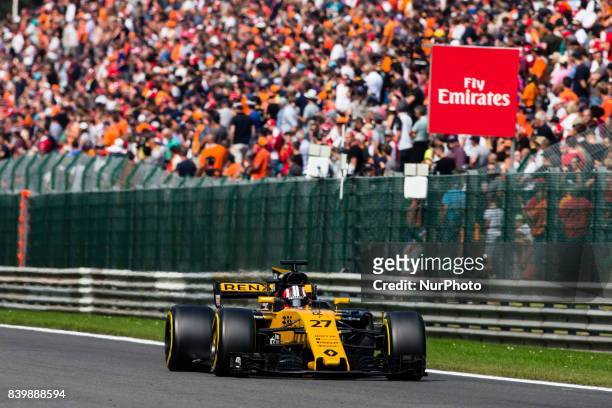 Nico from Germany of team Renault Sport F1 team during the Formula One Belgian Grand Prix at Circuit de Spa-Francorchamps on August 27, 2017 in Spa,...