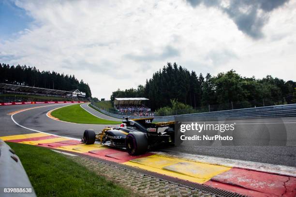 Nico from Germany of team Renault Sport F1 team during the Formula One Belgian Grand Prix at Circuit de Spa-Francorchamps on August 27, 2017 in Spa,...