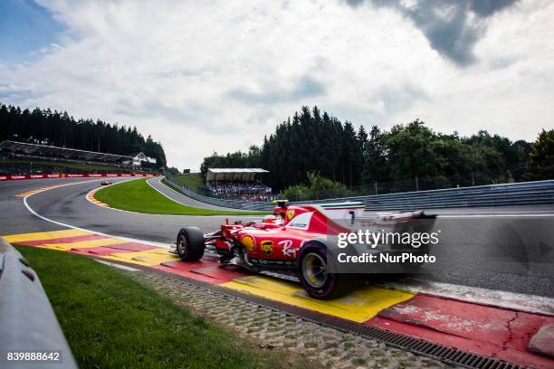 Kimi from Finland of scuderia Ferrari during the Formula One Belgian Grand Prix at Circuit de Spa-Francorchamps on August 27, 2017 in Spa, Belgium.