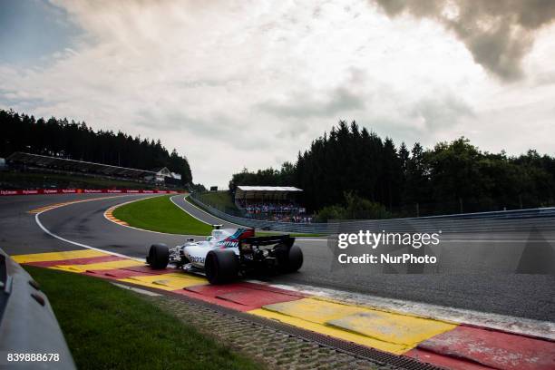 Lance from Canada of Williams F1 during the Formula One Belgian Grand Prix at Circuit de Spa-Francorchamps on August 27, 2017 in Spa, Belgium.