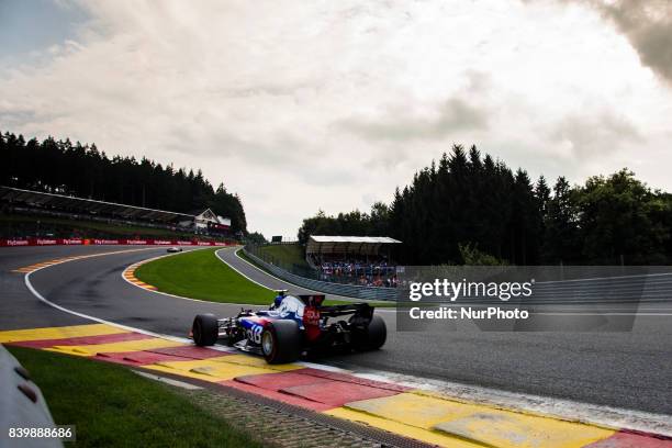 Carlos from Spain of team Toro Rosso during the Formula One Belgian Grand Prix at Circuit de Spa-Francorchamps on August 27, 2017 in Spa, Belgium.