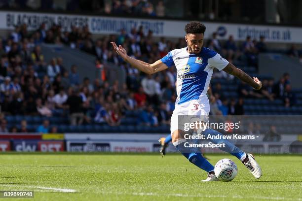 Blackburn Rovers' Derrick Williams scores his side's first goal during the Sky Bet League One match between Blackburn Rovers and Milton Keynes Dons...