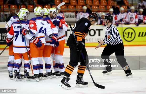 Torsten Ankert of Wolfsburg looks dejected during the Champions Hockey League match between Grizzlys Wolfsburg and Tappara Tampere at Eis Arena...