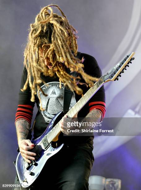 Brian Welch of Korn performs at Leeds Festival at Bramhall Park on August 27, 2017 in Leeds, England.