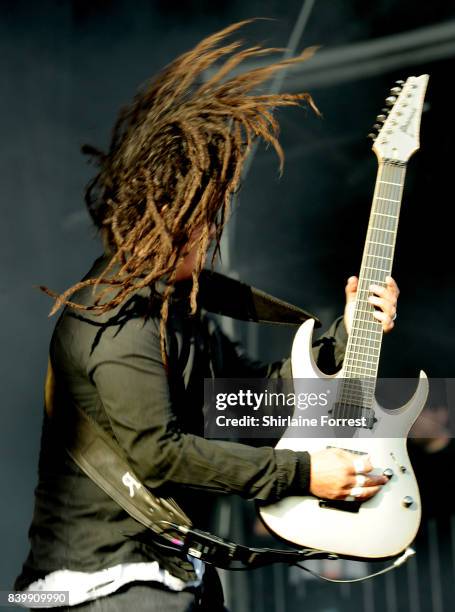 James Shaffer of Korn performs at Leeds Festival at Bramhall Park on August 27, 2017 in Leeds, England.