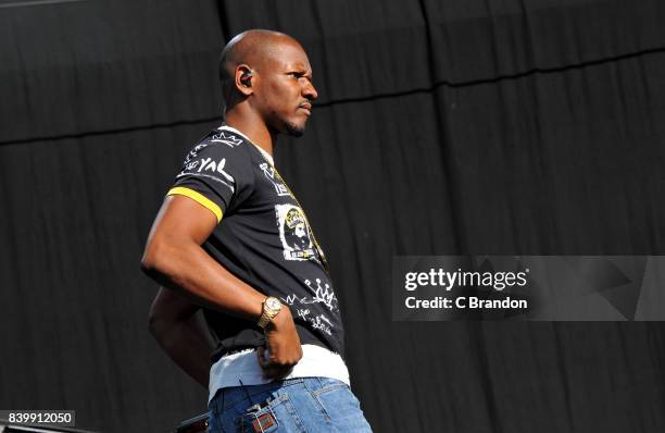 Giggs performs on stage during Day 3 of the Reading Festival at Richfield Avenue on August 27, 2017 in Reading, England.