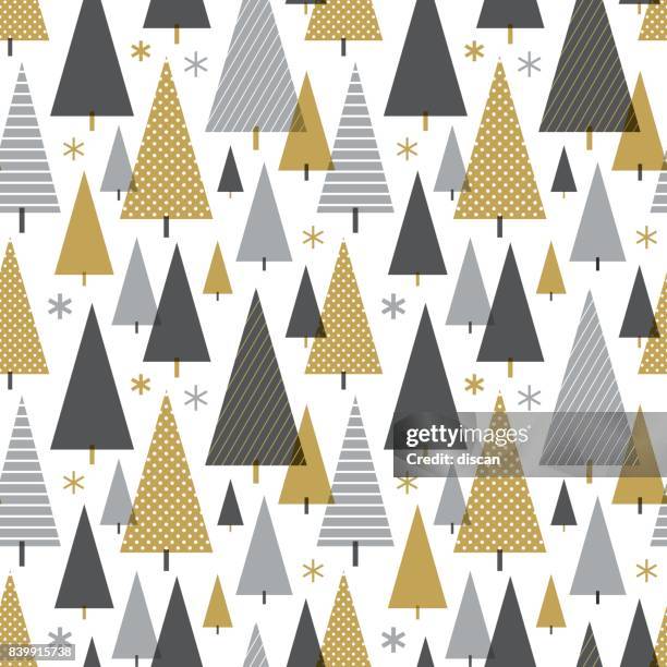 christmas tree seamless pattern - black triangle background stock illustrations