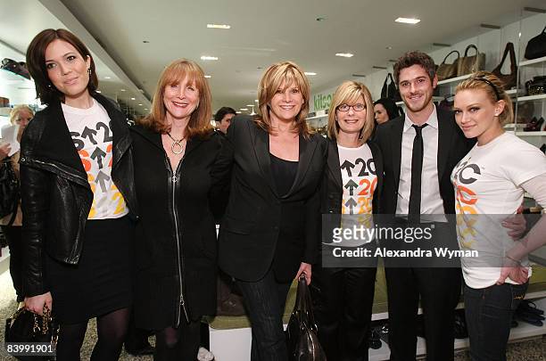 Mandy Moore, Rusty Robertson, Lisa Paulsen, Pam Williams, Dave Ammable, and hilary Duff at the "Stand Up To Cancer" Charity Event at Kitson Studio on...