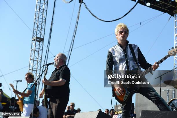 Musicians Steve Diggle, Pete Shelley and Chris Remington of The Buzzcocks perform onstage during the Its Not Dead 2 Festival at Glen Helen...