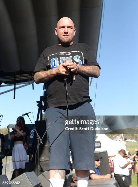 Singer Jimmy Gestapo of Murphy's Law performs onstage during the Its Not Dead 2 Festival at Glen Helen Amphitheatre on August 26, 2017 in San...