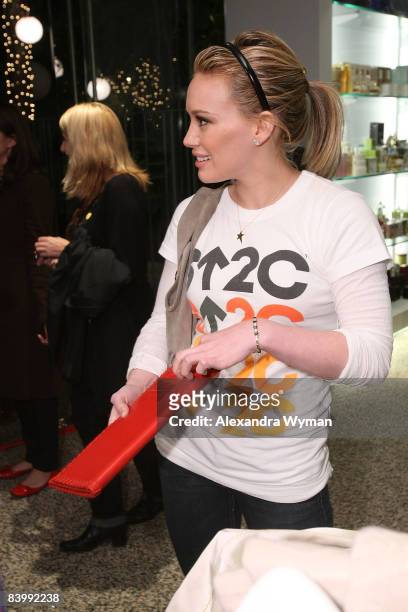Hilary Duff arrives at the "Stand Up To Cancer" Charity Event at Kitson Studio on December 10, 2008 in Los Angeles, California.