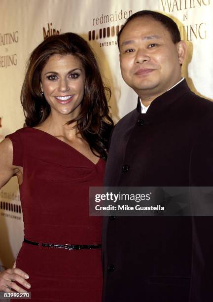 Personality Samantha Harris and director Alan Zhang arrives at the Los Angeles premiere of "Waiting In Beijing" at the Fine Arts Theatre on December...