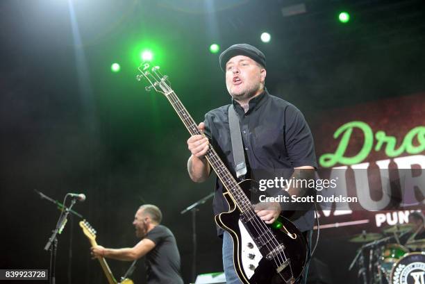 Singer Ken Casey of The Dropkick Murphys performs onstage during the Its Not Dead 2 Festival at Glen Helen Amphitheatre on August 26, 2017 in San...