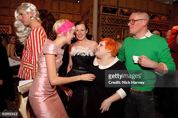 Jonny Woo, Agyness Deyn, Katie Grand, Beth Ditto and Giles Deacon attend fashion magazine Love's Christmas Tea And Treasure Hunt at Royal Academy of...