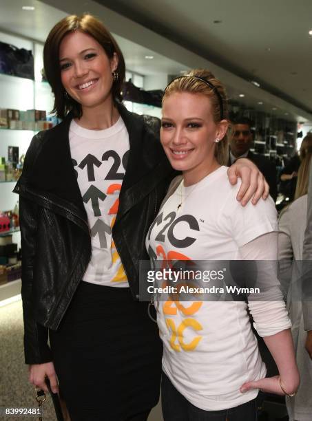 Mandy Moore and Hilary Duff at the "Stand Up To Cancer" Charity Event at Kitson Studio on December 10, 2008 in Los Angeles, California.