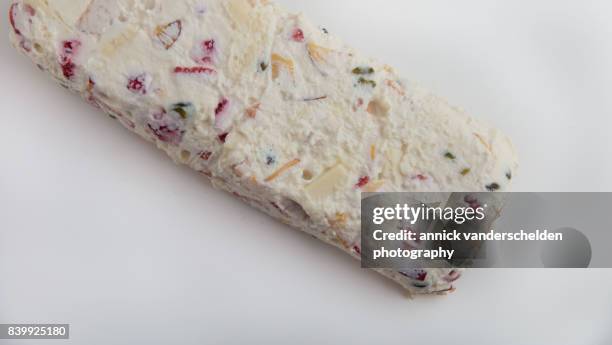 semifreddo with strawberries and nectarines. - g force test stock pictures, royalty-free photos & images