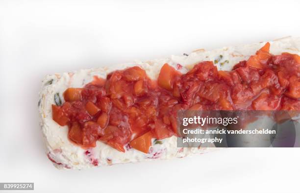 semifreddo with strawberries and nectarines. - g force test stock pictures, royalty-free photos & images