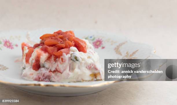 semifreddo with strawberries and nectarines. - g force test stock pictures, royalty-free photos & images