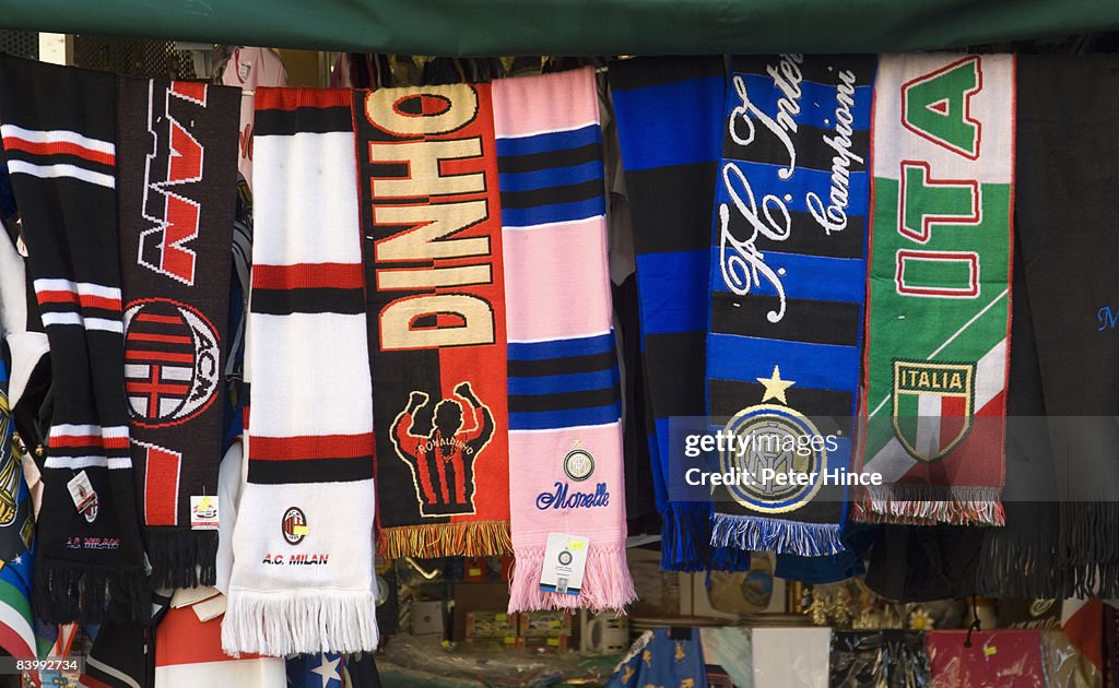 Selection of soccer supporter scarves 