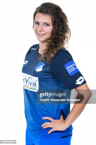 Lina Buerger of 1899 Hoffenheim poses during the Allianz Frauen Bundesliga Club Tour at Hoffenheim Trainingszentrum on August 23, 2017 in St....