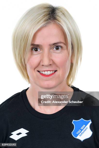 Renata Szabjan of 1899 Hoffenheim poses during the Allianz Frauen Bundesliga Club Tour at Hoffenheim Trainingszentrum on August 23, 2017 in St....