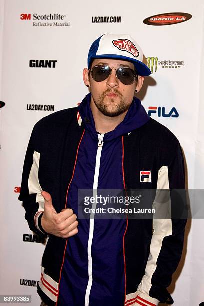 Joel Madden arrives at the Launch Of Sportie LA's Special Edition Fila Shoe on December 10, 2008 in Los Angeles, California.